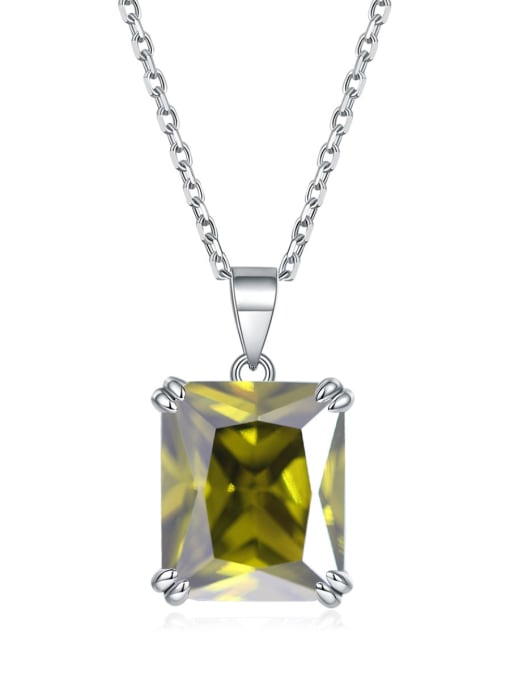 Olive [August] 925 Sterling Silver Birthstone Geometric Dainty Necklace